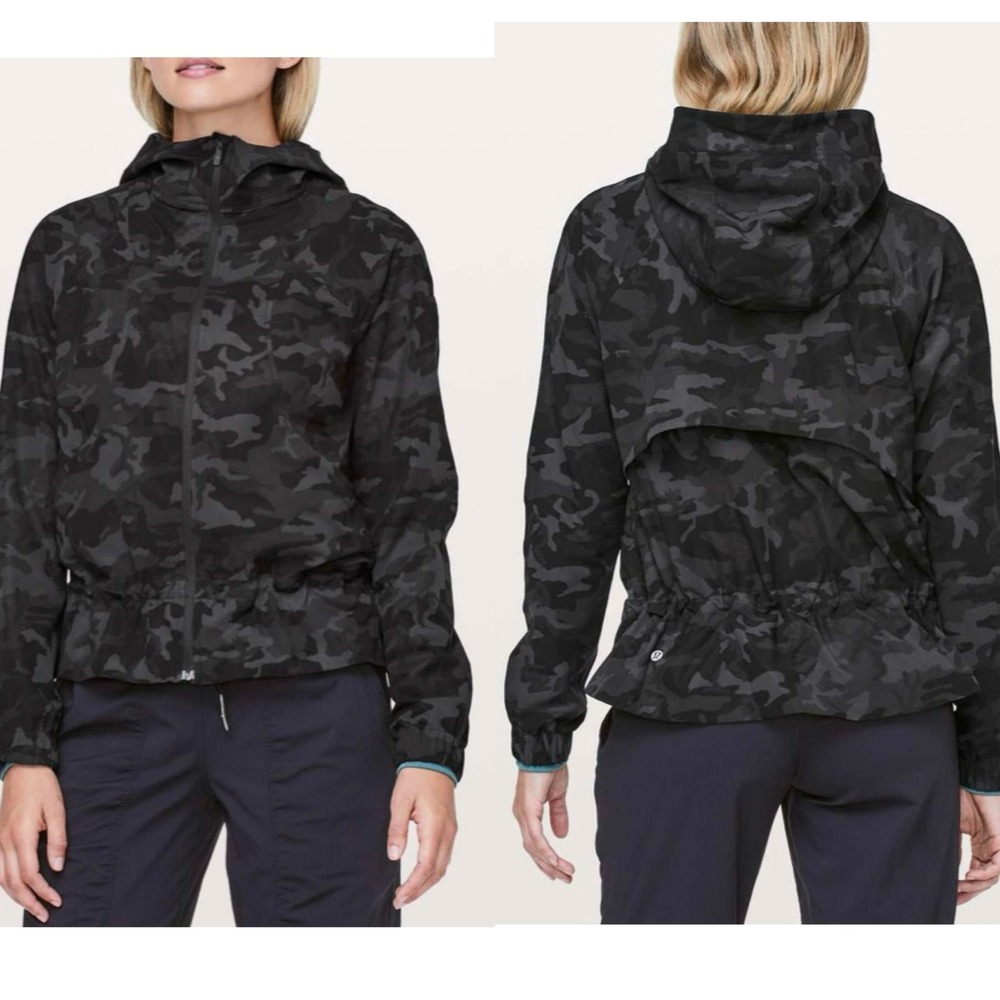Lululemon Hooded Windbreaker Jacket Heritage 365 Camo Deep Coal Multi Size 4